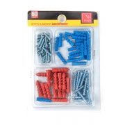 60pcs Screws& Anchors Asstd